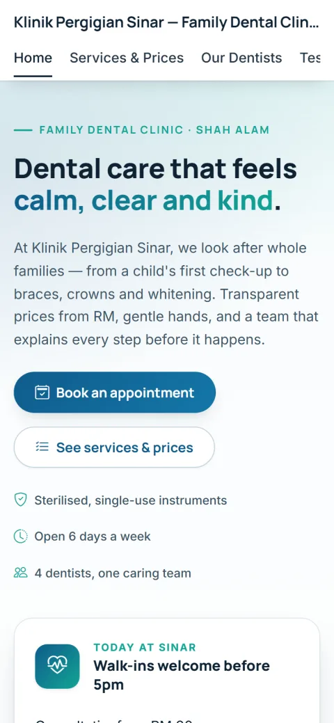 The same website on a phone