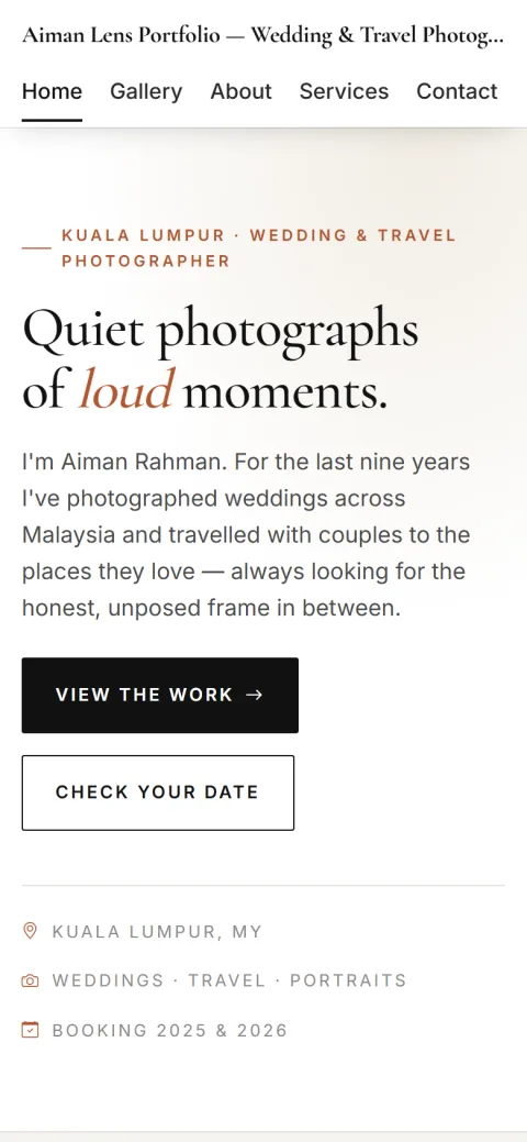 The same website on a phone